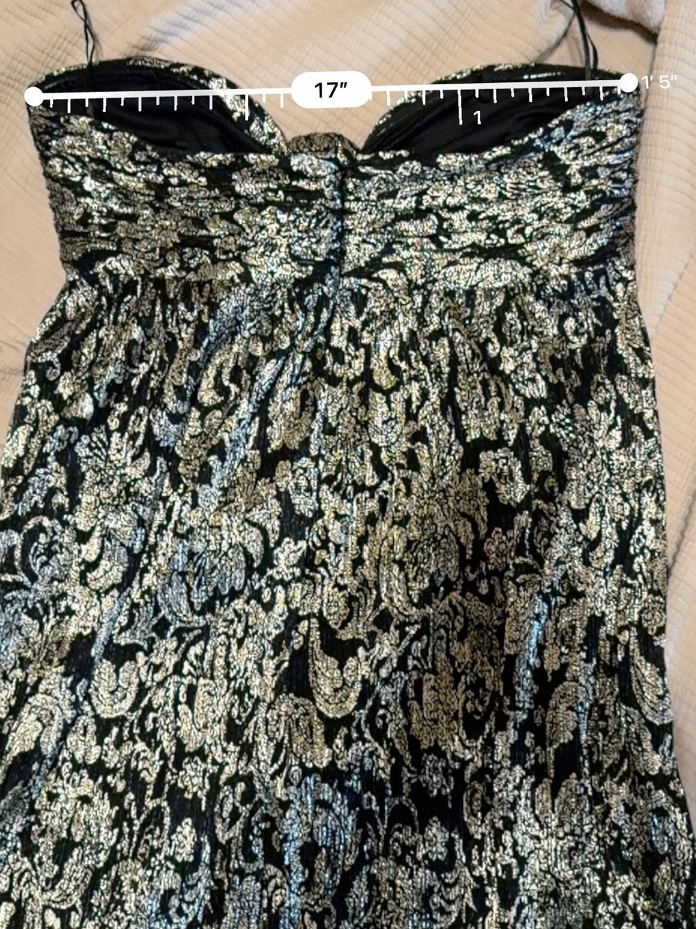 Parker Strapless Gold Metallic Brocade Maxi Dress Black Size 12 NWT - Picture 10 of 10